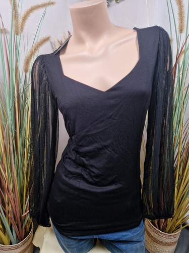 Melrose shirt schwarz langarm - schwarz,